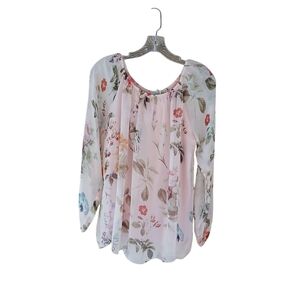 Viola Borghi Pink Floral Washable Silk Blouse Medium